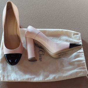 J. Crew Lena Leather Pumps with Patent Cap Toe